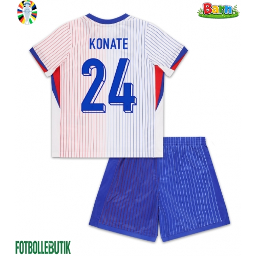 Frankrike Ibrahima Konate #24 Bortaställ Barn EM 2024 Kortärmad (+ Korta byxor)